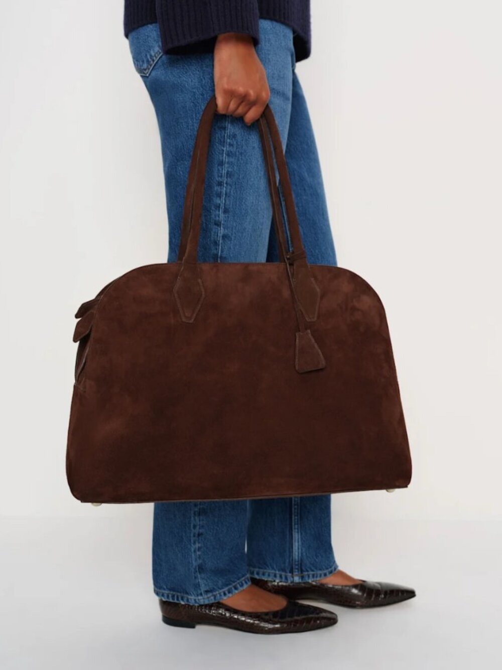 NWT Reformation Oversized Seraphine Tote Bag Brown Espresso Suede - Picture 12 of 12